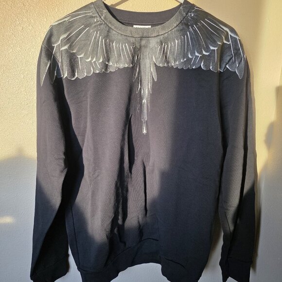 Marcelo Burlon Wings Crewneck Sweatshirt - Black & White - Small designer Street - Picture 1 of 7
